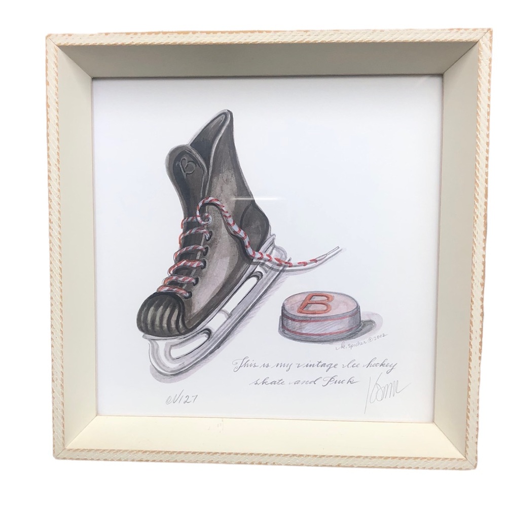 Kolene Spicher Vintage Prints. Hockey Stick & Skate. Signed & Numbered. Set.